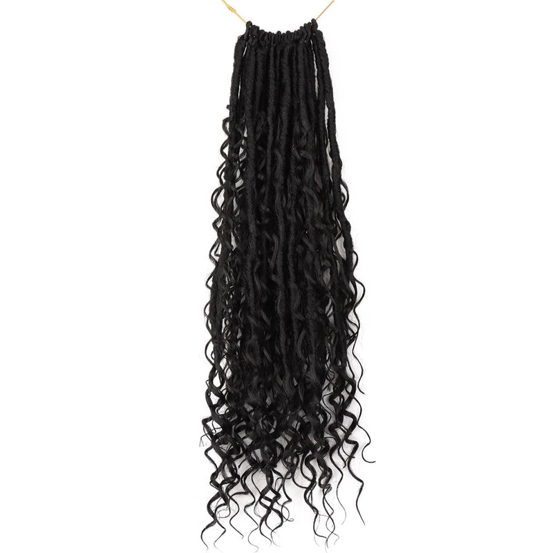فلايتينغ شعر كروشيه Goddess Locs للنساء ذوات البشرة السمراء، طوله 24 بوصة، ضفائر كروشيه صناعية ناعمة بنمط بوهو مع أطراف مجعدة، 8 عبوات، لون 1B - Image 3